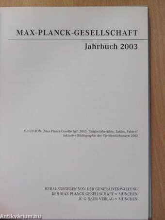 Max-Planck-Gesellschaft Jahrbuch 2003 - CD-vel