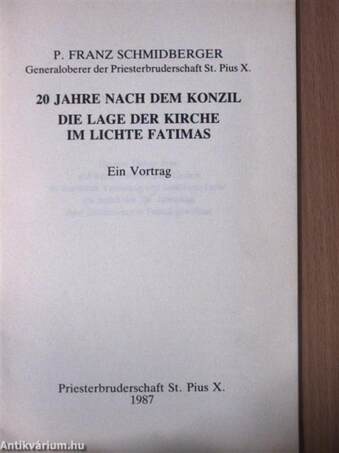 20 Jahre nach dem Konzil - Die Lage der Kirche im lichte Fatimas