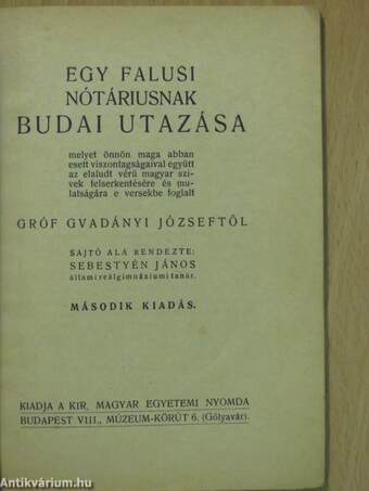 Egy falusi nótáriusnak budai utazása