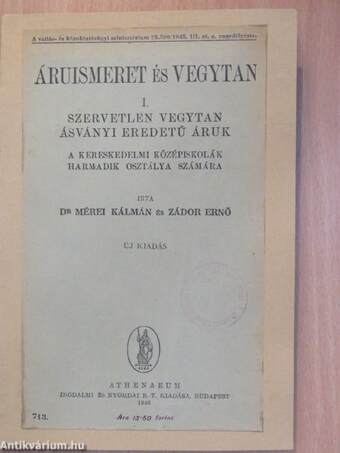 Áruismeret és vegytan I.