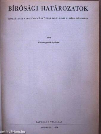 Bírósági határozatok 1973. január-december