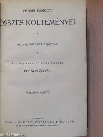 Petőfi Sándor összes költeményei II. (töredék)