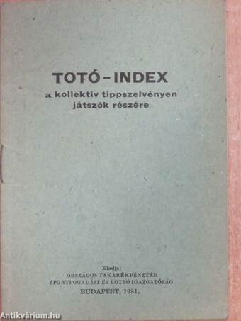 Totó-index a kollektív tippszelvényen játszók részére