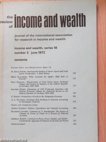 The Review of Income and Wealth June 1972