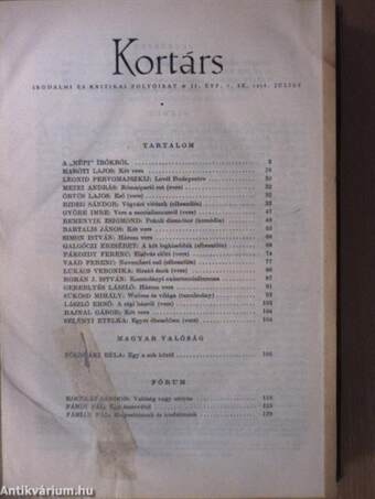 Kortárs 1958. július-december (fél évfolyam) 