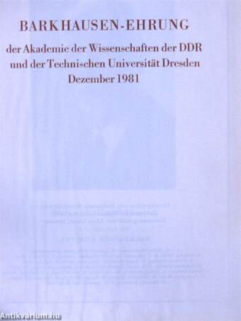 Barkhausen-Ehrung der Akademie der Wissenschaften der DDR und der Technischen Universität Dresden