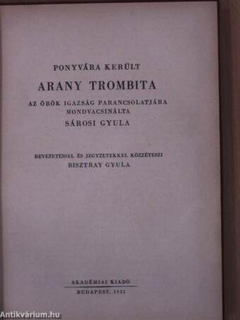 Ponyvára került Arany trombita