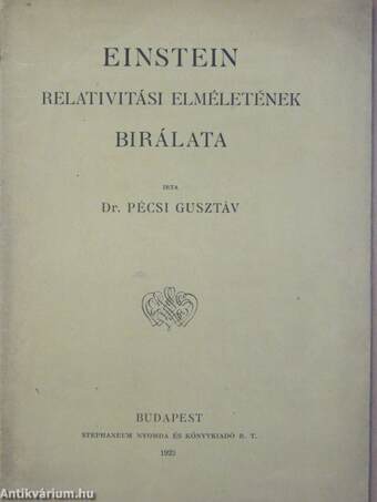 Einstein relativitási elméletének birálata