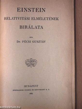 Einstein relativitási elméletének birálata