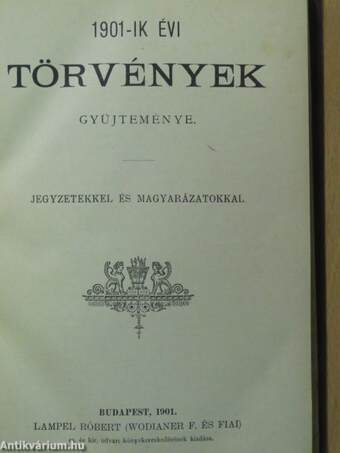 1901-ik évi törvények gyüjteménye