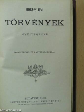 1893-ik évi törvények gyüjteménye