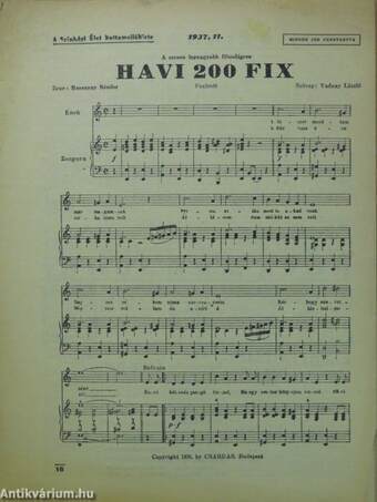 A Színházi Élet 1937/11. számának kottamelléklete