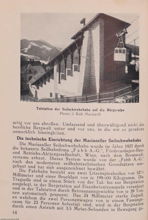 Mariazell mit der weiteren Umgebung und die Seilschwebebahn auf die Bürgeralpe