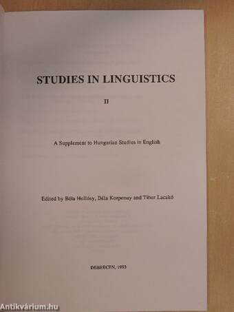 Studies in linguistics II.