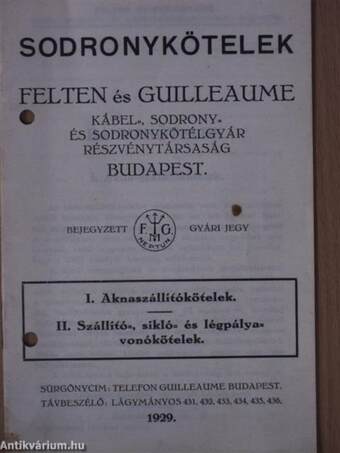 Drahsteile 1928. I-II./Sodronykötelek 1929. I-II., IV., V., VIII-IX., X.