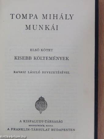 Tompa Mihály munkái I-II.