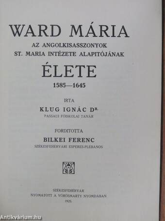 Ward Mária élete 1585-1645