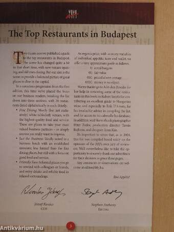 Top Restaurants in Budapest 2006