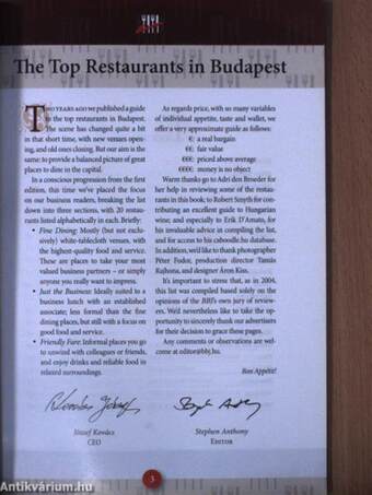 Top Restaurants in Budapest 2006