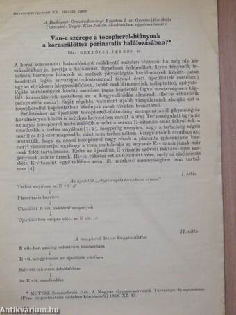 Van-e szerepe a tocopherol-hiánynak a koraszülöttek perinatalis halálozásában?