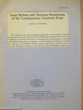 Some Stylistic and Thematic Peculiarities of the Contemporary Ukrainian Prose