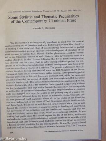 Some Stylistic and Thematic Peculiarities of the Contemporary Ukrainian Prose