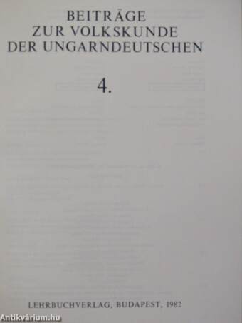 Beiträge zur Volkskunde der ungarndeutschen 1982