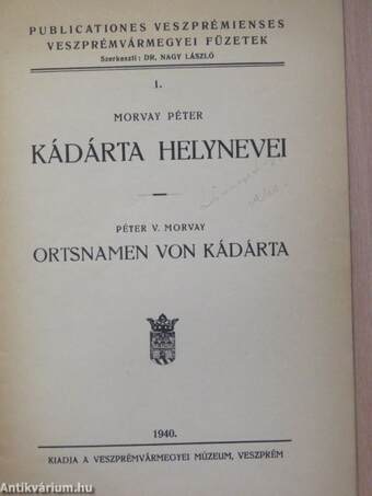 Kádárta helynevei