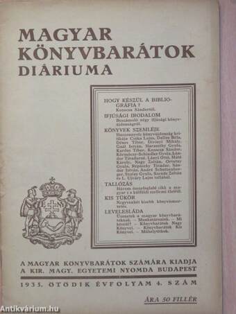 Magyar Könyvbarátok Diáriuma 1935/4.