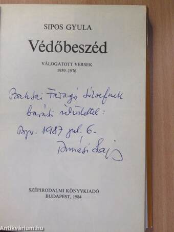 Védőbeszéd (dedikált példány)