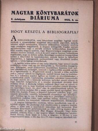 Magyar Könyvbarátok Diáriuma 1935/4.