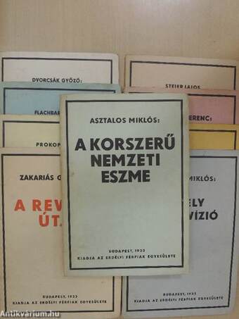 A korszerű nemzeti eszme/A területi revízió jogi alapjai/Erdély és a revízió/Felsőmagyarország és a revízió/A revízió és Délmagyarország/A revízió és a szlovákok/A revízió és a horvátság/A revízió és Franciaország/A revízió útja