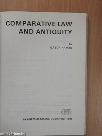 Comparative Law and Antiquity