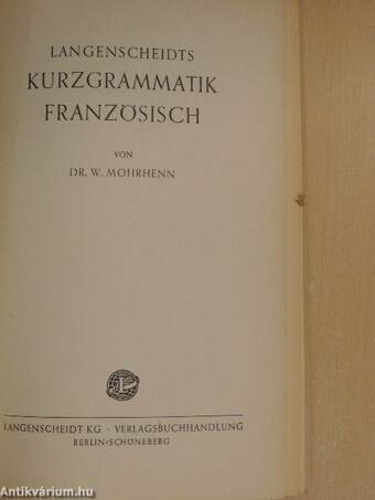 Langenscheidts Kurzgrammatik - Französisch