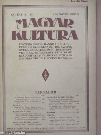 Magyar Kultúra 1928. november 5.
