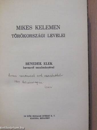 Mikes Kelemen törökországi levelei