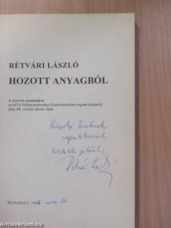 Hozott anyagból (dedikált példány)