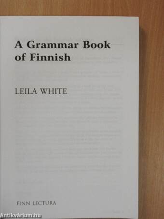 A Grammar Book of Finnish