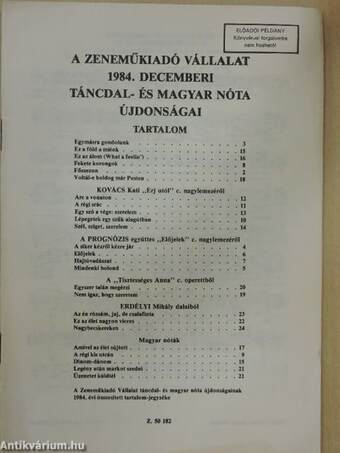 A Zeneműkiadó Vállalat 1984. decemberi táncdal- és magyar nóta újdonságai