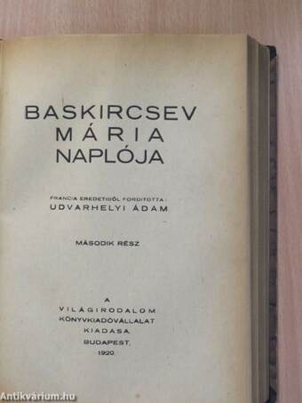 Baskircsev Mária naplója I-II.