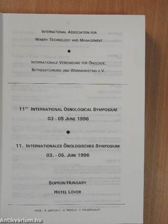 11th International Oenological Symposium 03-05 June 1996/11. Internationales Önologische Symposium 03.-05. Juni 1996