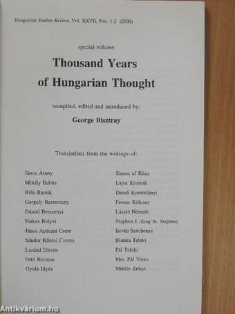 Hungarian Studies Review Spring-Fall, 2000