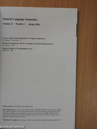 Natural Language Semantics Spring 2014