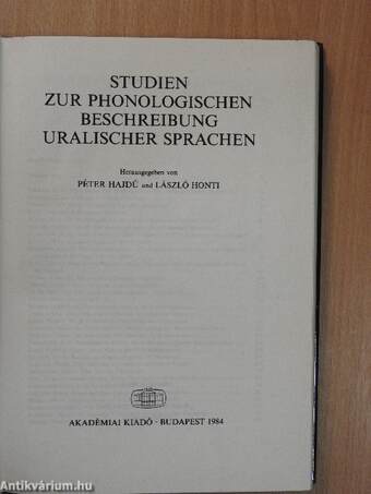 Studien zur Phonologischen Beschreibung Uralischer Sprachen