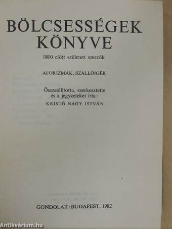 Bölcsességek könyve I.