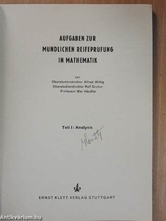 Aufgaben zur mündlichen Reifeprüfung in Mathematik I.