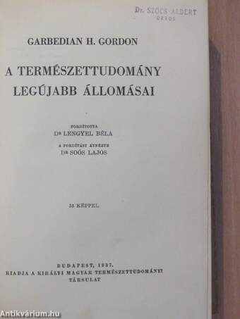 A természettudomány legújabb állomásai