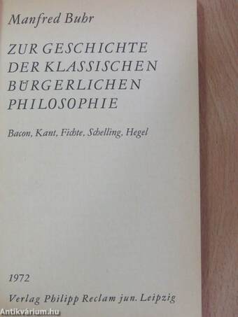 Zur Geschichte der Klassischen Bürgerlichen Philosophie