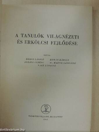 A tanulók világnézeti és erkölcsi fejlődése