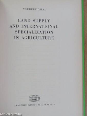 Land Supply and International Specialization in Agriculture